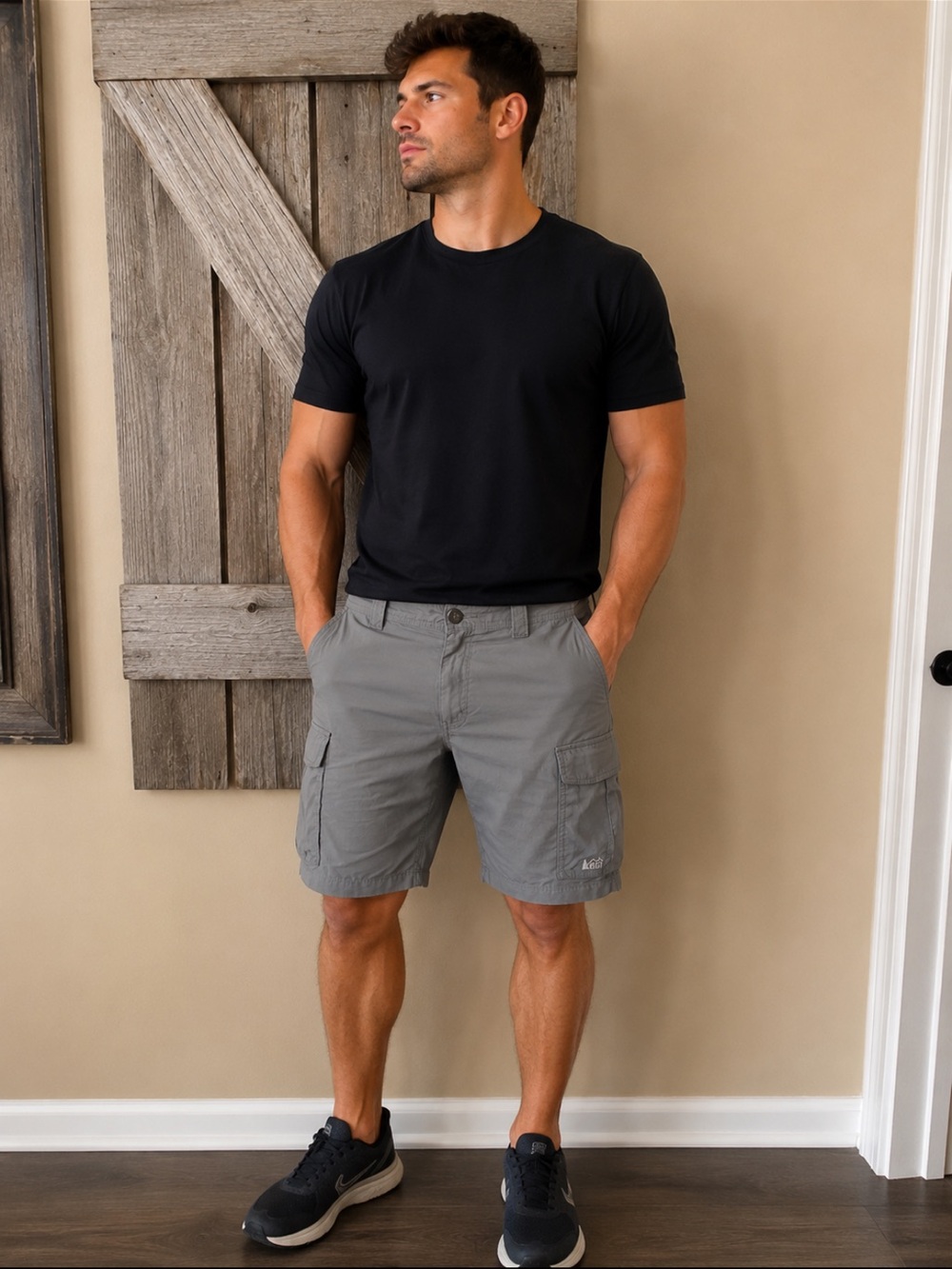 REI Men's Gray Outdoor Cargo Shorts